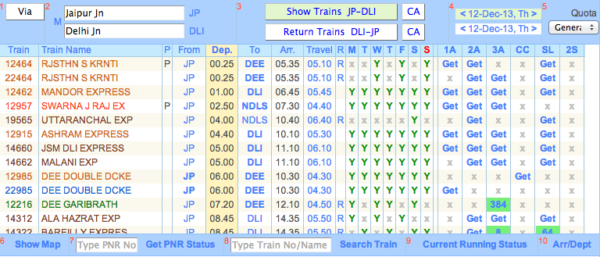 erail horaires train