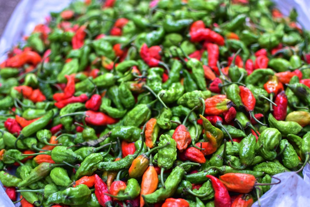 Piments sur un marché de Birmanie