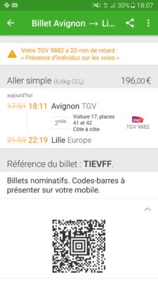 eBillet avec l'app Captain Train