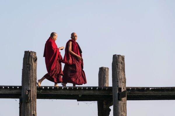 Monks on U Bein bridge