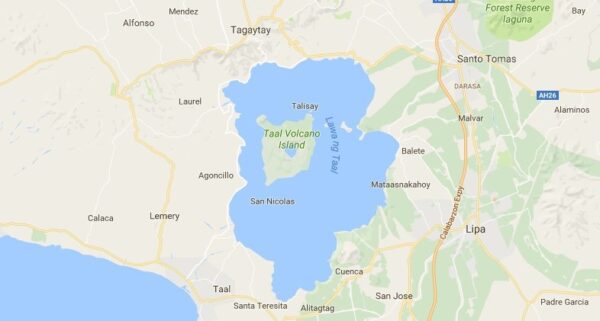 Carte du volcan Taal aux Philippines