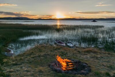 Coucher de soleil au lac Titicaca