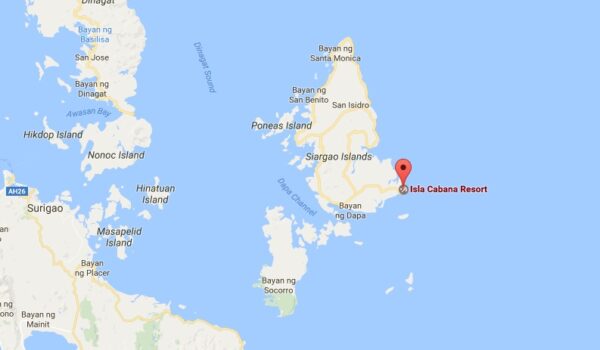 Carte Isla Cabana à Siargao aux Philippines