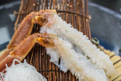 Crabe dans un repas kaiseki au ryokan Asanoya de Yumura Onsen
