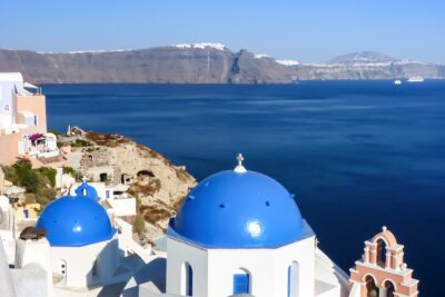 Panorama depuis Oia sur l'île de Santorin