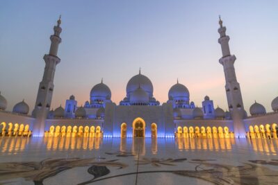 Mosquée Sheih Zayed au coucher de soleil