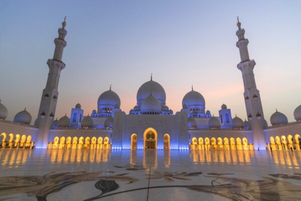 Mosquée Sheih Zayed au coucher de soleil