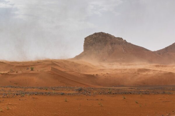 Tempête de sable dans le désert de Mleiha