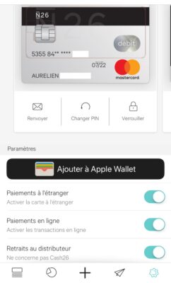 Avis sur la banque N26 : paramètres de la carte bancaire