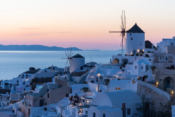 Célèbre coucher de soleil sur Oia