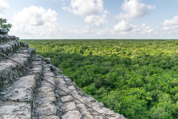 Vue depuis le sommet de la pyramide de Coba dans le Yucatan