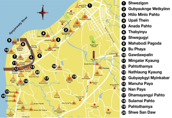 Carte des temples de Bagan