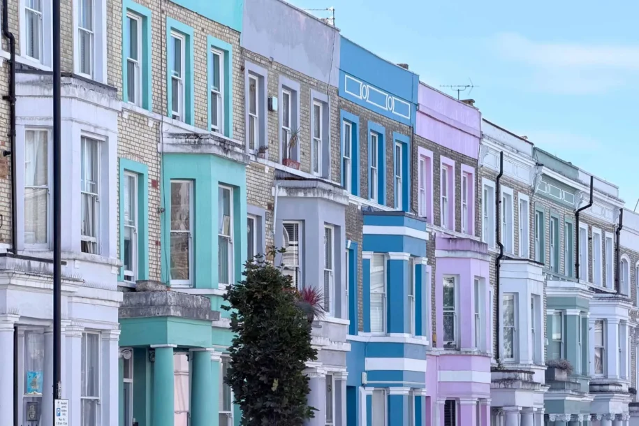 Maisons colorées à Notting Hill