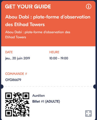 Avis GetYourGuide : utilisation du billet réservé