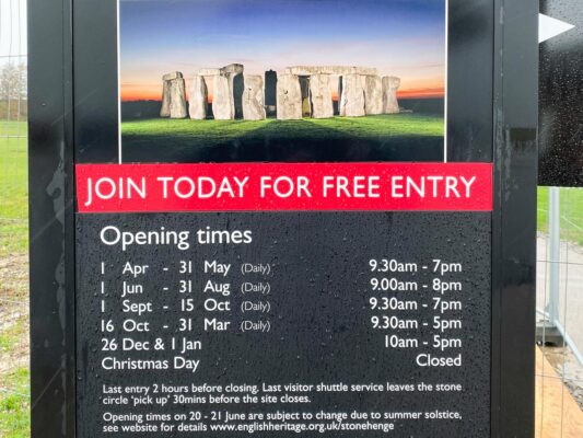 Horaires de Stonehenge