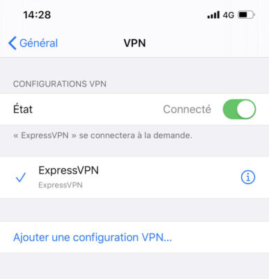 ExpressVPN sur iPhone