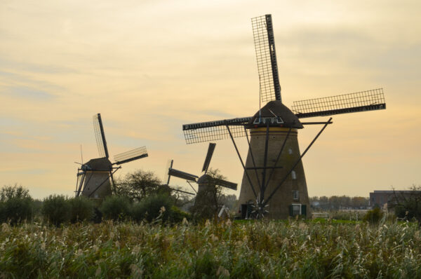 Coucher de soleil à Kinderdijk