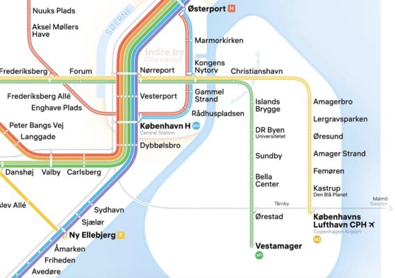 Plan du métro pour le centre de Copenhague