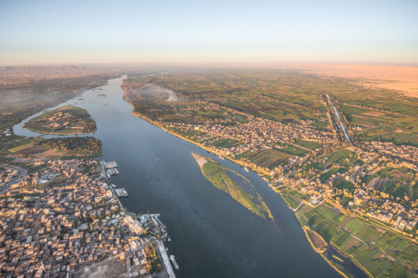 Le Nil depuis une montgolfière à Louxor