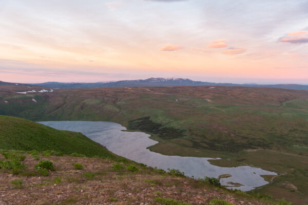 Coucher de soleil depuis la montagne d'Husavik